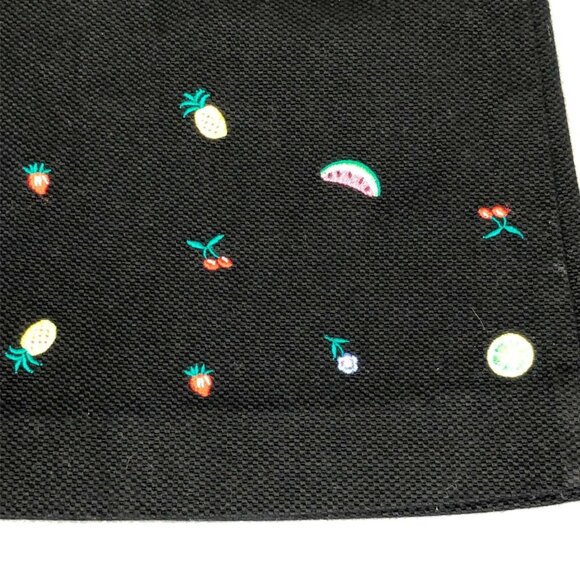 Talbots Skirt Girls 7 Black Fruit Embroidery Side Zip Stretch Pink Yellow Casual - Picture 2 of 6